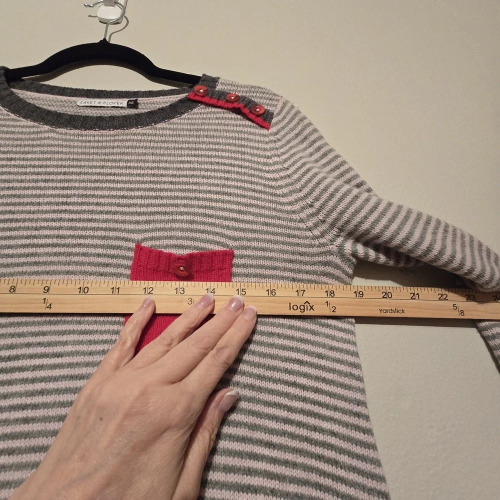 Zaket Plover Striped Sweater‎ Women's XS Merino Cotton Colorful Lightweight